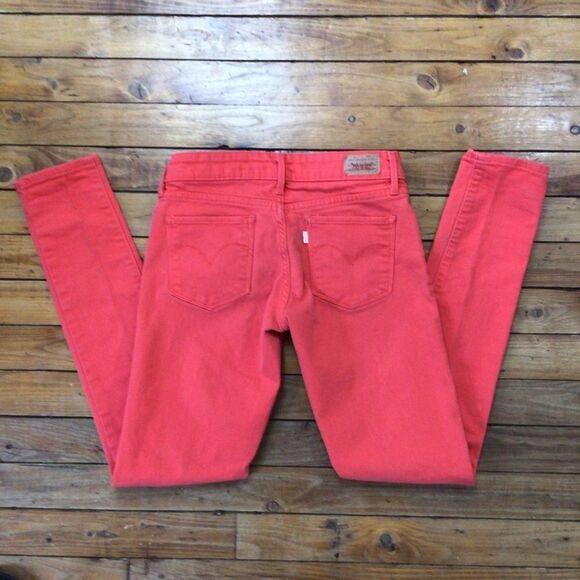 LEVI’S jeans coral denim Demi curve modern rise skinny tangerine low waist 25 - Picture 4 of 11